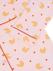 Chelsea Peers Pink Kids Croissant Print Long Pyjamas Set - Image 2 of 3
