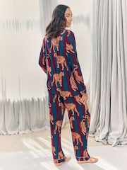 Chelsea Peers Red Maternity Tiger Stripe Print Long Pyjamas Set - Image 2 of 6