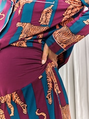 Chelsea Peers Red Maternity Tiger Stripe Print Long Pyjamas Set - Image 4 of 6