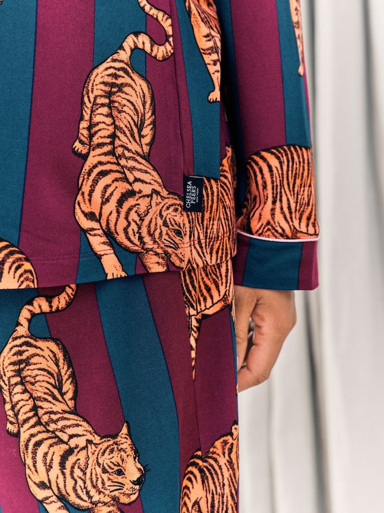 Chelsea Peers Red Maternity Tiger Stripe Print Long Pyjamas Set - Image 6 of 6 Chelsea Peers Red Maternity Tiger Stripe Print Long Pyjamas Set - Image 6 of 6