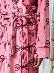 Chelsea Peers Pink Fleece Bow Print Dressing Gown - Image 5 of 5