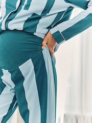 Conjunto de pijama longo listrado para maternidade Chelsea Peers - Imagem 6 de 6