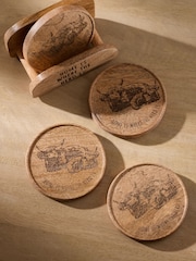 Ensemble de 4 sous-verres Hamish en bois avec support - Image 2 de 4