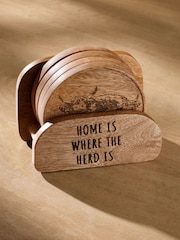 Ensemble de 4 sous-verres Hamish en bois avec support - Image 3 de 4