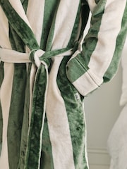 Chelsea Peers Green Fleece Stripe Hooded Dressing Gown - Image 3 of 5