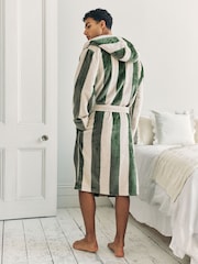 Chelsea Peers Green Fleece Stripe Hooded Dressing Gown - Image 5 of 5