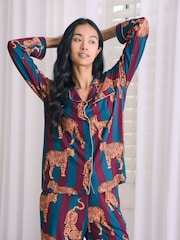 Chelsea Peers Red Tiger Stripe Print Long Pyjamas Set - Image 5 of 7
