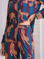 Chelsea Peers Red Tiger Stripe Print Long Pyjamas Set - Image 6 of 7