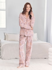 Chelsea Peers Pink Cotton Breakfast Print Long Pyjamas Set - Image 1 of 6