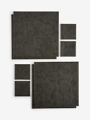 Set of 4 Black Textured Reversible Faux Leather Placemats and Coasters - Image 3 of 3