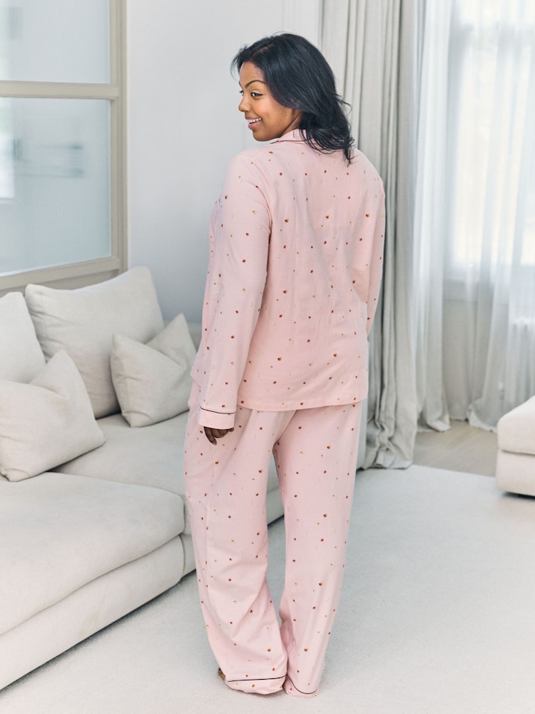 Chelsea Peers Pink Kids Cotton Mini Mushroom Print Long Pyjamas Set - Image 2 of 8