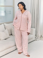 Chelsea Peers Pink Kids Cotton Mini Mushroom Print Long Pyjamas Set - Image 8 of 8