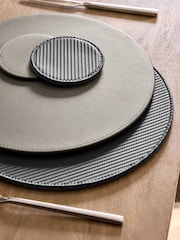 Set of 4 Charcoal Grey Reversible Faux Leather Placemats and Coasters - Image 2 of 3