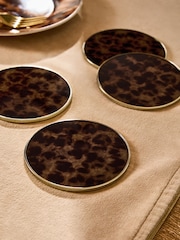 Set of 4 Tortoiseshell Effect Glass Coasters - Imagen 2 de 3