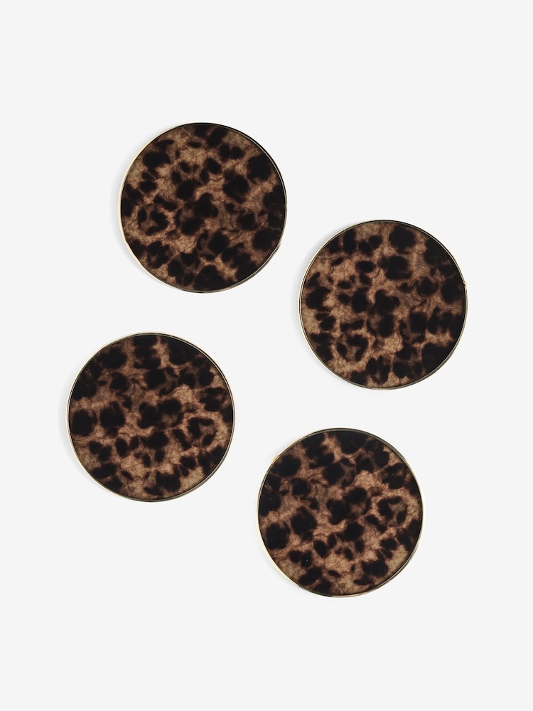 Set of 4 Tortoiseshell Effect Glass Coasters - Imagen 3 de 3 Set of 4 Tortoiseshell Effect Glass Coasters - Imagen 3 de 3