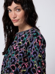 SCAMP & DUDE Grey Classic Sweatshirt with Leopard & Lightning Bolt - Image 4 of 5