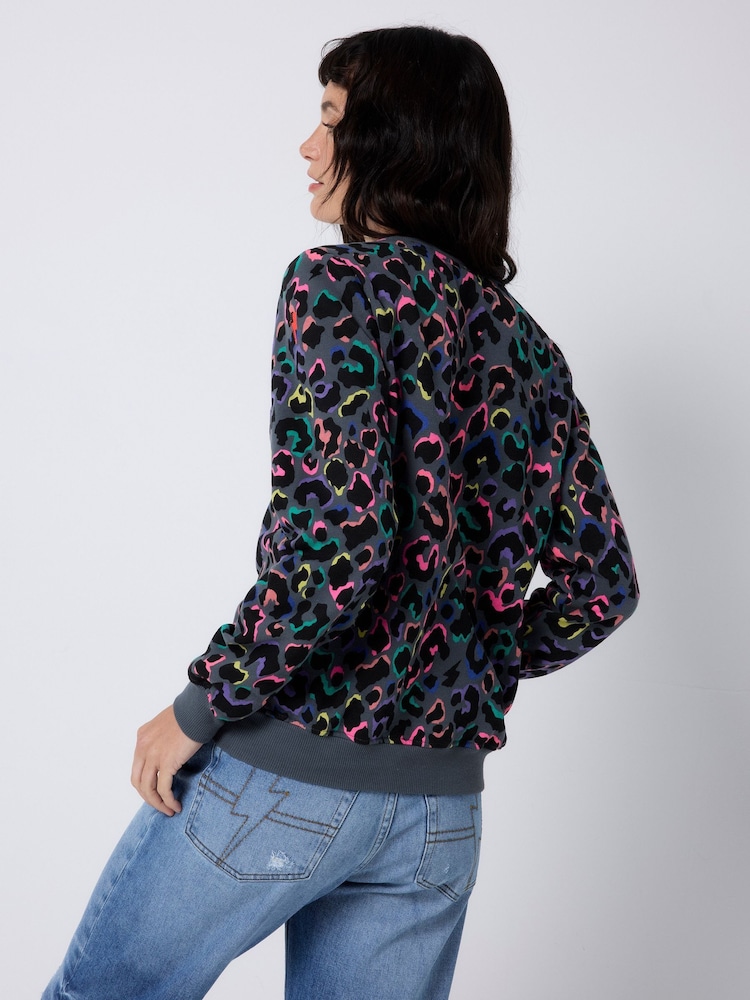 SCAMP & DUDE Grey Classic Sweatshirt with Leopard & Lightning Bolt - Image 5 of 5