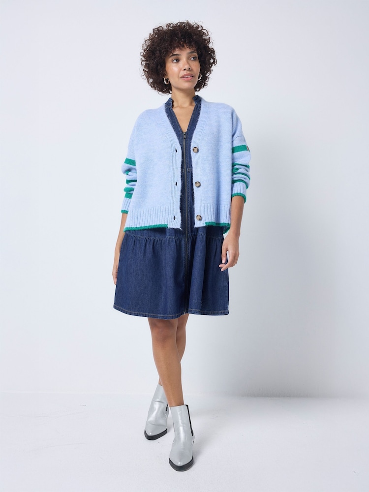 SCAMP & DUDE Blue Cardigan with Stripe - Image 1 of 5