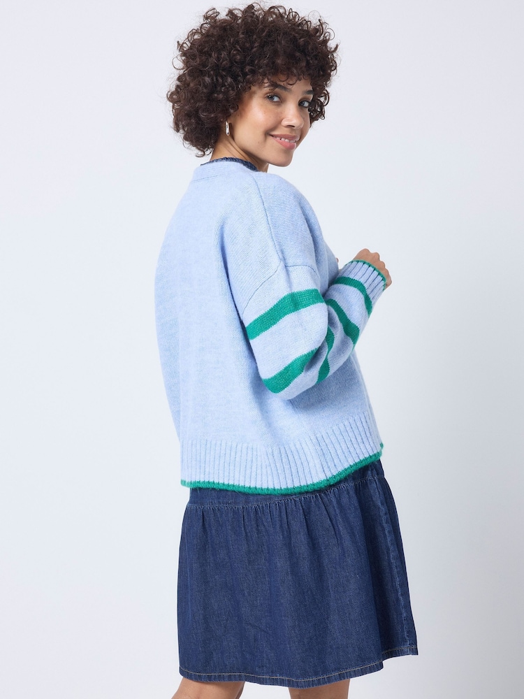 SCAMP & DUDE Blue Cardigan with Stripe - Image 2 of 5