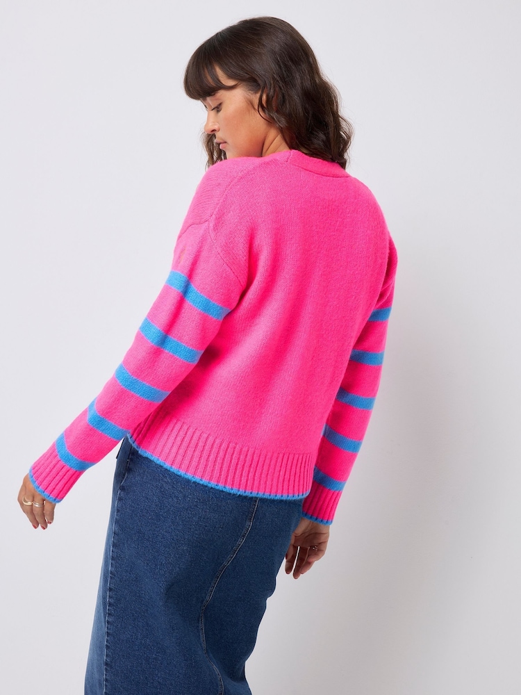 SCAMP & DUDE Pink Cardigan with Stripe - Image 2 of 5
