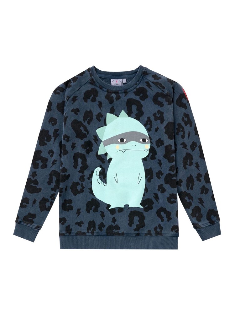 SCAMP & DUDE Blue Kids Classic Sweatshirt Leopard & Lightning Bolt Dino Graphic - Image 1 of 1