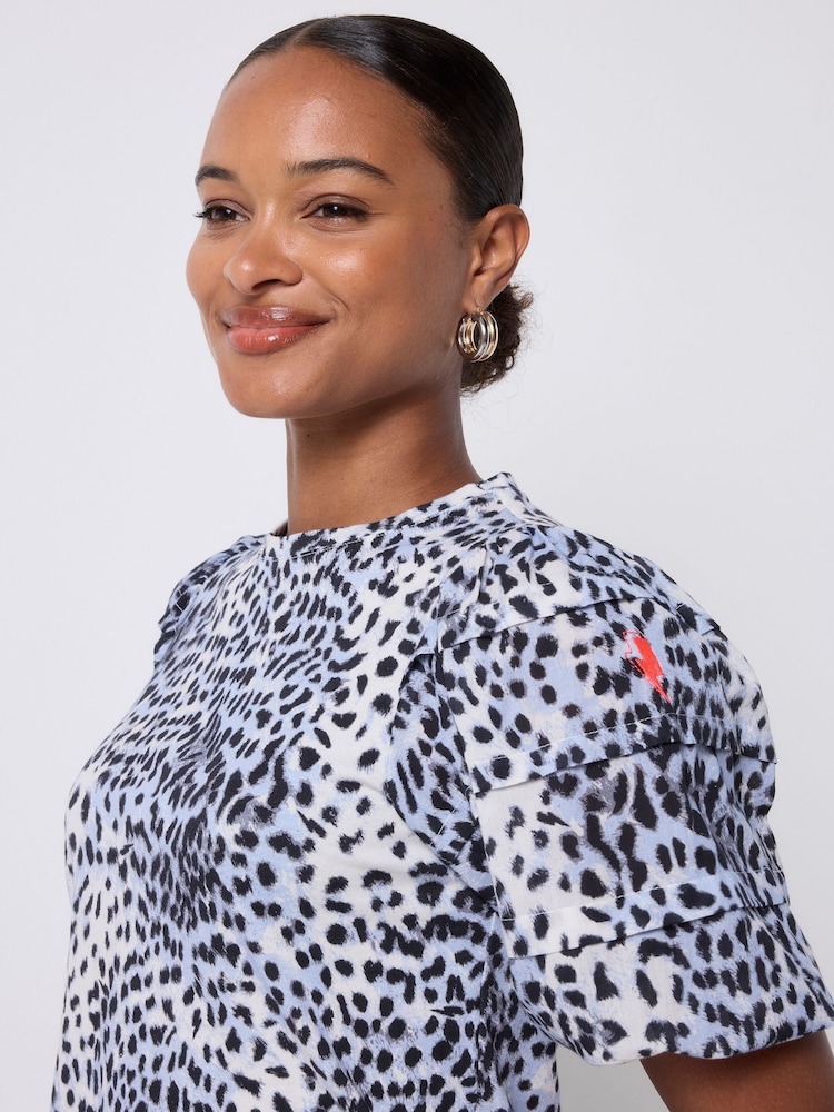 SCAMP & DUDE Cheetah Woven Printed Puff Sleeve Top - Imagem 4 de 4