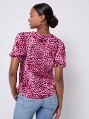 SCAMP & DUDE Pink Ruffle V-Neck Blouse Cheetah - Image 3 of 5
