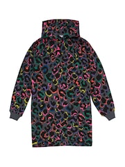SCAMP & DUDE Grey Kids Hoodie Dress Grey with Rainbow Shadow Leopard & Lightning Bolt - Image 1 of 2