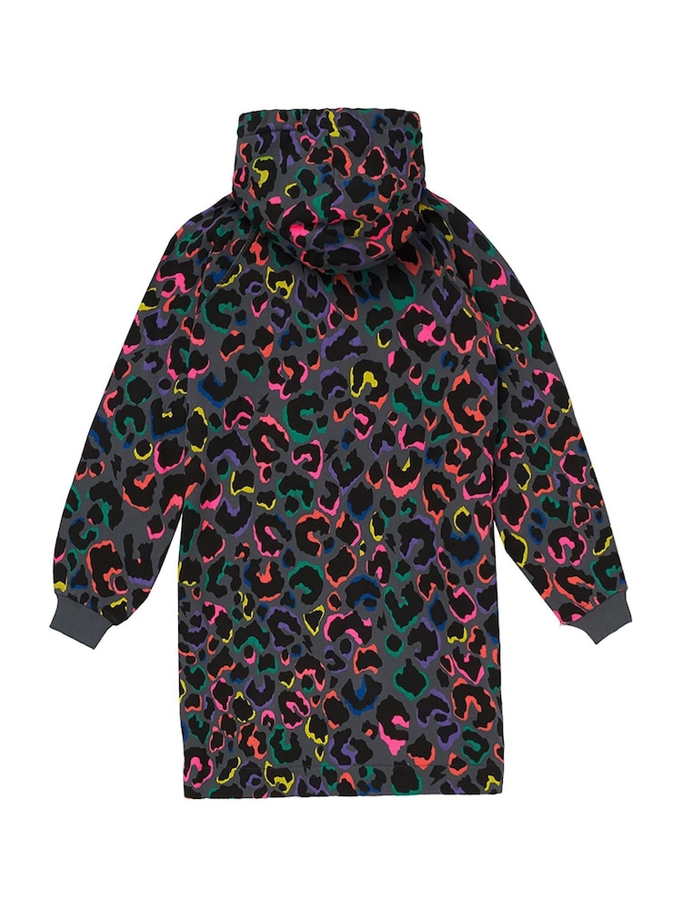 SCAMP & DUDE Grey Kids Hoodie Dress Grey with Rainbow Shadow Leopard & Lightning Bolt - Image 2 of 2 SCAMP & DUDE Grey Kids Hoodie Dress Grey with Rainbow Shadow Leopard & Lightning Bolt - Image 2 of 2