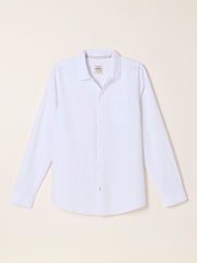 FatFace White Long Sleeve Linen Cotton Bugle Shirt - Image 5 of 5