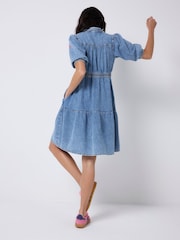 SCAMP & DUDE Denim Zip Front Short Tiered Dress - Imagem 2 de 4