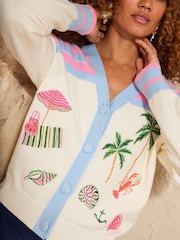 Love & Roses Lilac Purple Nautical Embroidered Detail Cardigan - Image 2 of 4