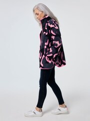 SCAMP & DUDE Blue Funnel Neck Button Through Fleece Jacket Mega Shadow Leopard & Lightning Bolt - Image 4 of 5