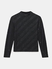 Mint Velvet Black Lace High Neck Top - Image 6 of 7