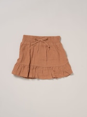 Miss Faux Fur Gilet Beret Muslin Brown Top and Skirt Set - Image 7 of 7