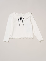 Miss Faux Fur White Gilet Bag Rib Top and Skirt Set - Image 4 of 6