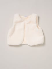 Miss Faux Fur White Gilet Bag Rib Top and Skirt Set - Image 6 of 6
