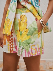 彩色 - Linen Rich Postcard Print Shorts - 圖片 5/8