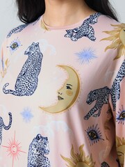Chelsea Peers Pink Celestial Leopard Print Long Pyjamas Set - Image 6 of 8
