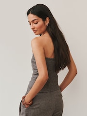 Brown Linen Rich Ruched Bandeau Top - Image 4 of 7