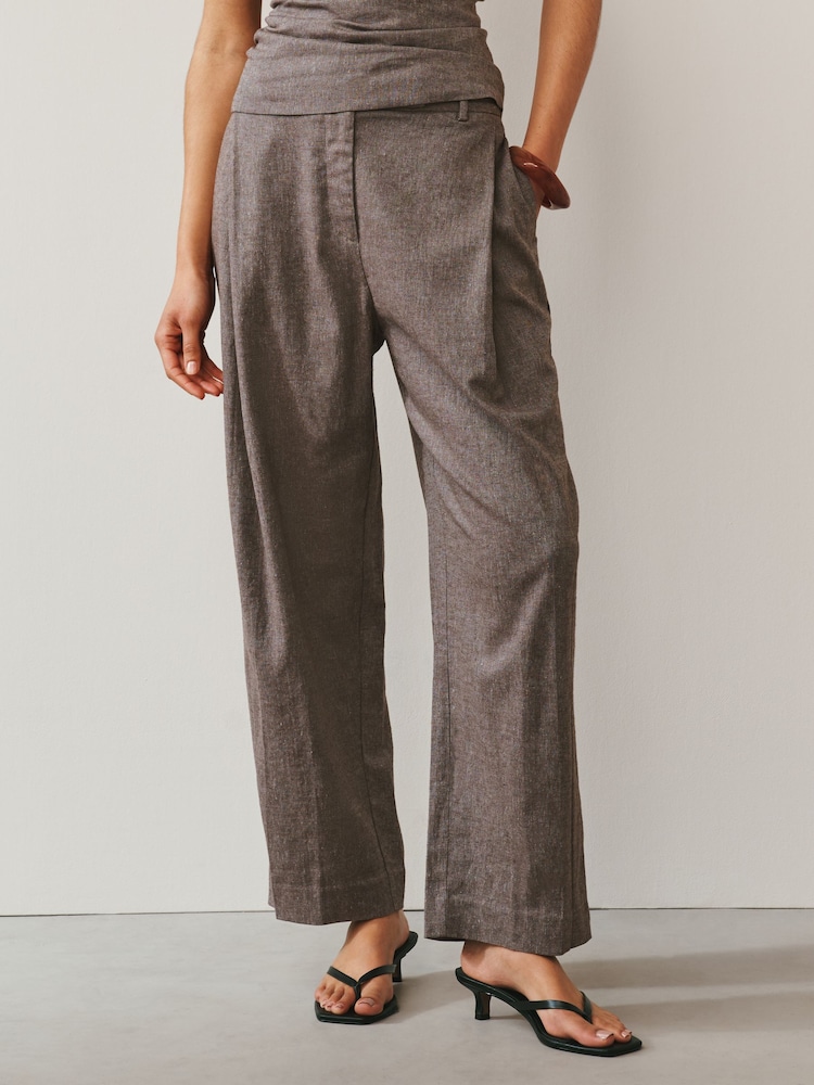 Brown Linen Rich Barrel Leg Trousers - Image 2 of 7 Brown Linen Rich Barrel Leg Trousers - Image 2 of 7