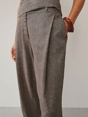 Brown Linen Rich Barrel Leg Trousers - Image 4 of 7