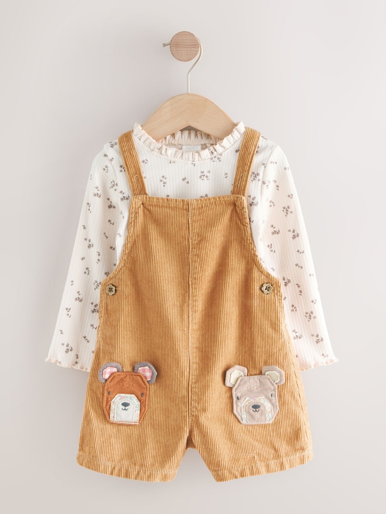Brown Tan Brown Corduroy Bear Print Dungarees Set (3mths-7yrs) - Image 2 of 8