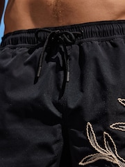 Black Floral Graphic 5 Inch Swim Shorts - Image 5 of 6