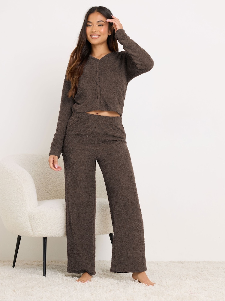 PixieGirl Petite Brown Chenille Wide Leg Joggers - Image 1 of 6 PixieGirl Petite Brown Chenille Wide Leg Joggers - Image 1 of 6