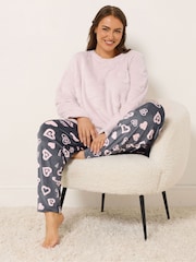 Yours Curve Pink Clipped Lounge Set - Image 1 of 5