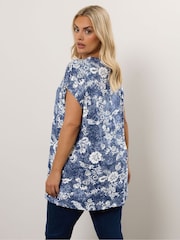 Yours Curve Floral Pleated Front Top - Imagem 2 de 5