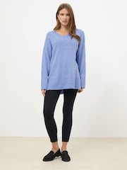 M&Co Blue Deep V-Neck Tunic Jumper - Image 2 of 5