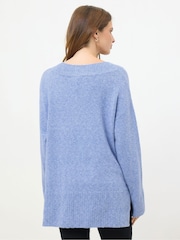 M&Co Blue Deep V-Neck Tunic Jumper - Image 3 of 5