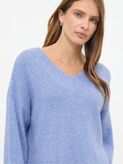 M&Co Blue Deep V-Neck Tunic Jumper - Image 4 of 5